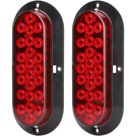 Luz de freno trasera LED ovalada impermeable, roja, para remolque de camión