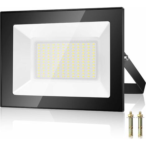 READCLY Luz de inundación LED para exteriores de 100 W, Foco LED para exteriores de 10000 lm 6500 K, 144 chips IP67 Luz de seguridad LED blanca fría impermeable, Luz exterior para patio, garaje, jardín, terra