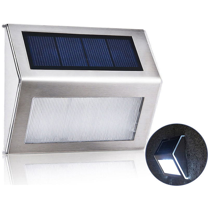 

Luz de jardin solar de acero inoxidable, para caminos de escaleras, blanco