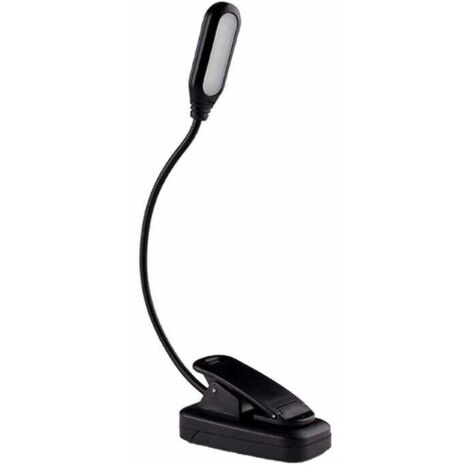 Luz de lectura LED, luz de lectura con clip para lectura nocturna y viajes, lámpara de lectura recargable de 5 LED, luz de lectura con cuello flexible de 360°
