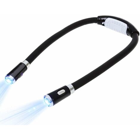 Luz de lectura LED para el cuello con manos libres, 4 luces LED, 4 modos de velocidad, se puede usar en la cama o en el automóvil (blanco)