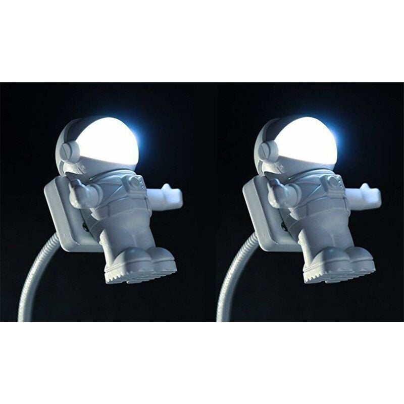 

Luz de lectura LED USB de 2 piezas, creativo Spaceman Astronaut Eye-Care Luz USB flexible Lámpara LED para computadora portátil Interruptor de