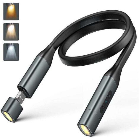 Luz de lectura para el cuello, 1100 mAh, LED flexible, para leer en la cama por la noche, manos libres para leer, correr, acampar, tejer y coser.
