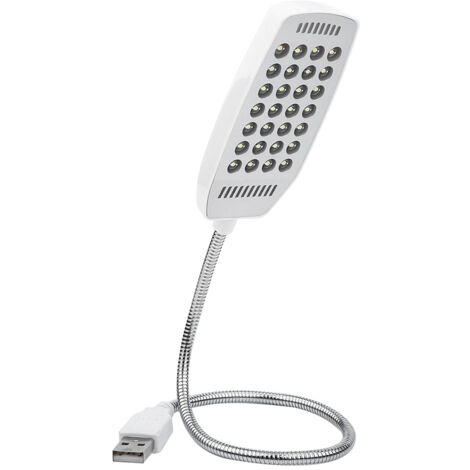 Luz de lectura portátil mini USB de cuello de cisne flexible de 5 V 28 LED con interruptor blanco