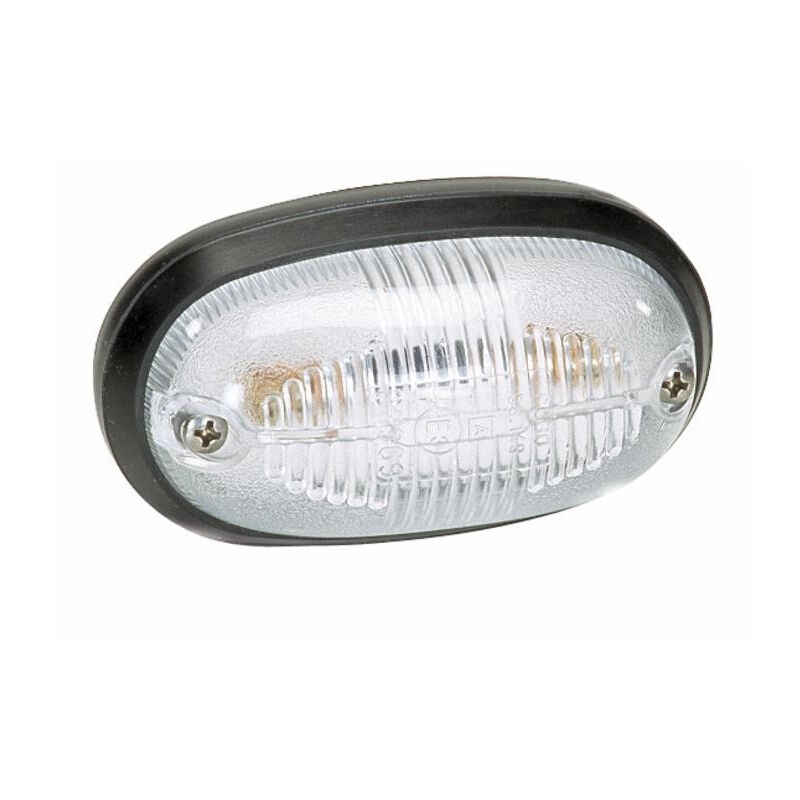 

Luz de marca ovalada blanca en el extremo delantero de la línea de salida