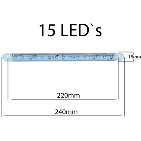 Luz de marcador lateral FR0306B, 15 LED 12-24V 240mm, color blanco.