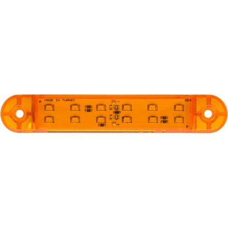 Luz de marcador lateral LED con 12 LED, 12-24V, 130 mm de longitud, color amarillo.