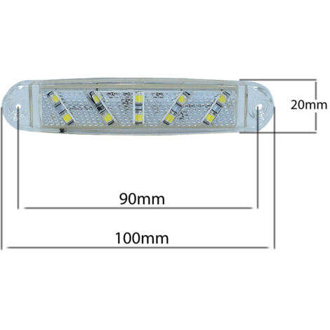 Luz de marcador lateral LED FR 0300B, color blanco, 10 LED