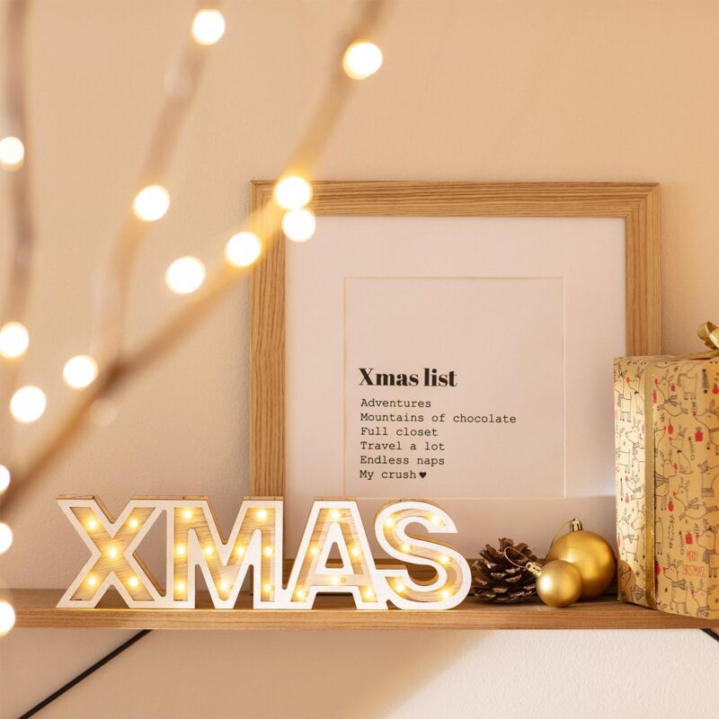 

Luz de Navidad LED XMAS con Batería Madera - Madera