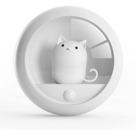 Luz de noche con forma de gatito con soporte, recargable, regulable, portátil, luz de pared blanca para dormitorio, pasillo, escaleras