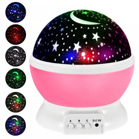 Luz de noche con proyección de estrellas para techo giratoria de 360°, 8 modos de color, regalo de cumpleaños de Navidad para bebés y niños