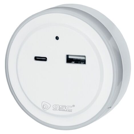 Luz de noche LED con sensor y USB C + A Benor 0.5W Luz fría