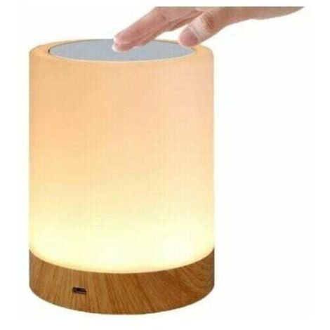 Luz de noche LED, lámpara de noche recargable por USB con control táctil, 13 cambios de color RGB con lámpara de mesa regulable para dormitorio, habitación infantil y sala de estar XVX