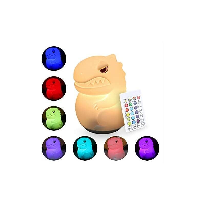 

Abcrital - Luz de noche LED para niños, Luz de noche para bebés, control remoto Luz de noche de dinosaurio recargable USB Lámpara que cambia de 16