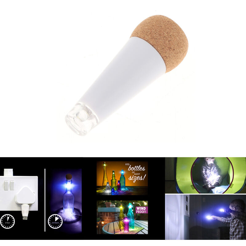 

Luz de noche LED USB recargable en forma de corcho Lampara de botella de vino vacia super brillante para fiesta Patio Navidad 7 cambio de