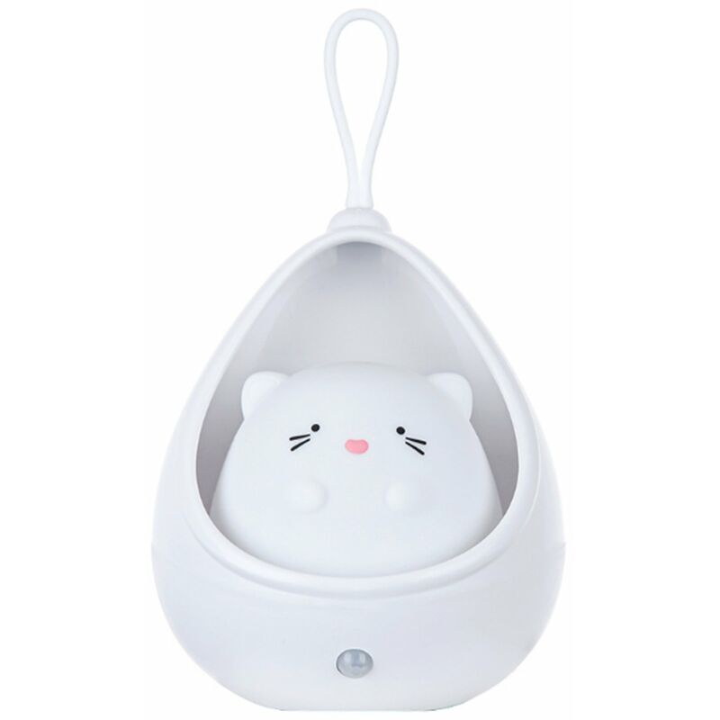 

Luz de noche LED,L¨¢mpara de inducci¨®n inteligente del cuerpo humano para uso en el hogar,Luces de noche,USB recargable,Blanco, tipo 2 (gato)