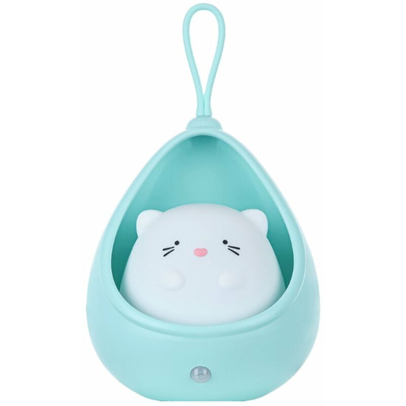 

Luz de noche LED,L¨¢mpara de inducci¨®n inteligente del cuerpo humano para uso en el hogar,Luces de noche,USB recargable,Azul, tipo 2 (gato)