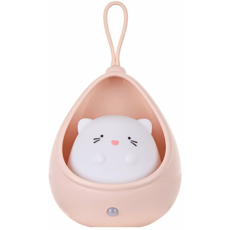 

Luz de noche LED,L¨¢mpara de inducci¨®n inteligente del cuerpo humano para uso en el hogar,Luces de noche,USB recargable,Rosa, tipo 2 (gato)
