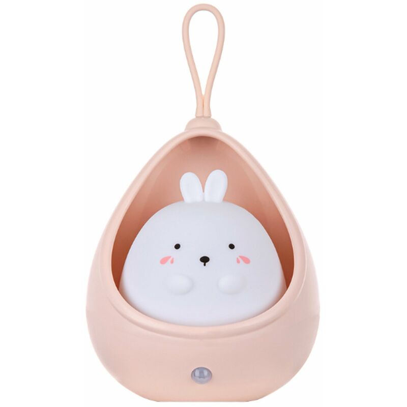 

Luz de noche LED,L¨¢mpara de inducci¨®n inteligente del cuerpo humano para uso en el hogar,Luces de noche,USB recargable,Rosa, Tipo 1 (conejo)
