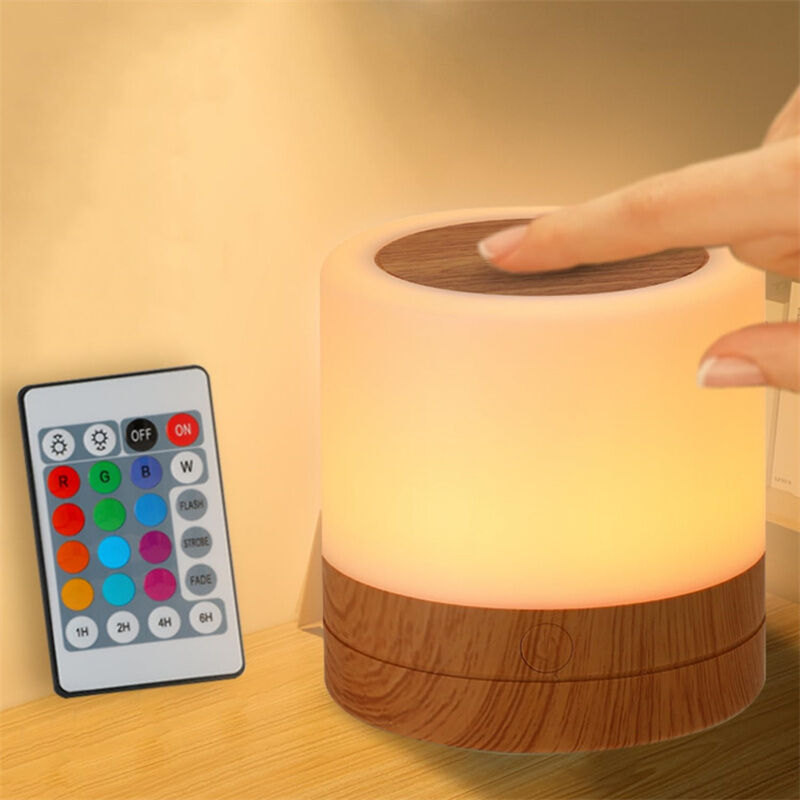Luz de noche para habitación infantil, pequeña lámpara de escritorio recargable por USB, 7 colores RGB y 1 control remoto, lámpara de noche táctil