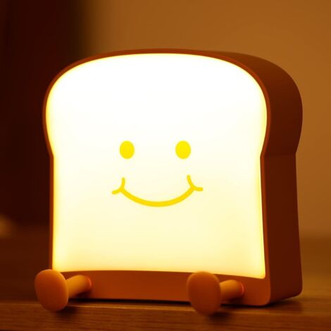 Luz de noche para niños - Lámpara de pan portátil de madera con USB recargable para niños y niñas (juego)