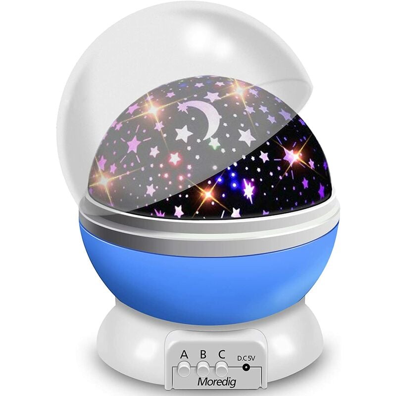 

Abcrital - Luz de noche para niños, lámpara de proyector romántica con rotación de 360 ​​°, luz de noche de estrella para bebés, luces de noche,