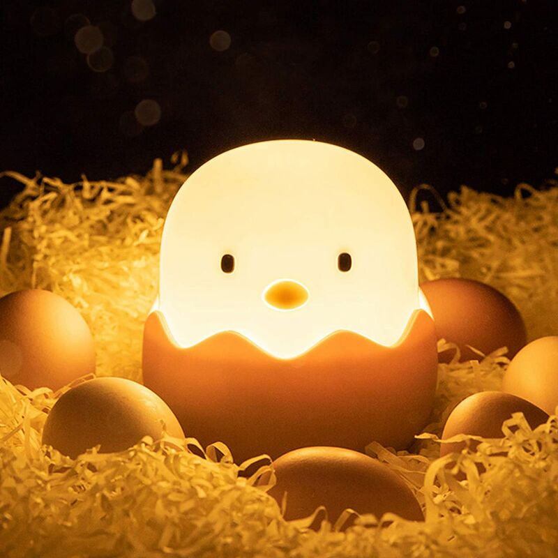 

Luz de noche para niños, luz de noche de bebé recargable por USB con control táctil, lámpara de escritorio LED con forma de pollito, dormitorio, sala