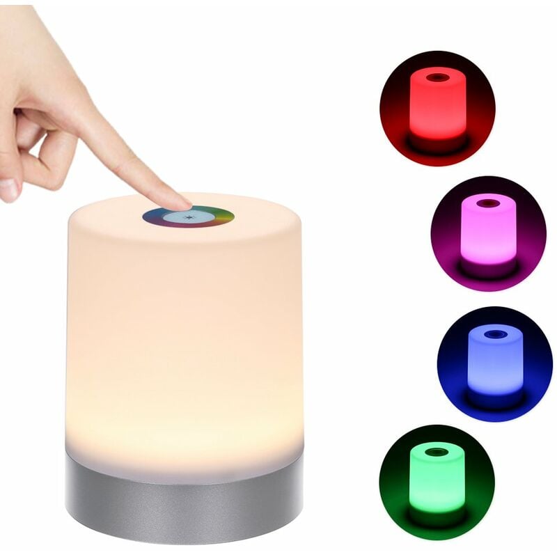 

Luz de noche portatil USB Recargable Regulable Blanco calido Cambio de color RGB Control tactil Mesita de noche Lamparas de escritorio para