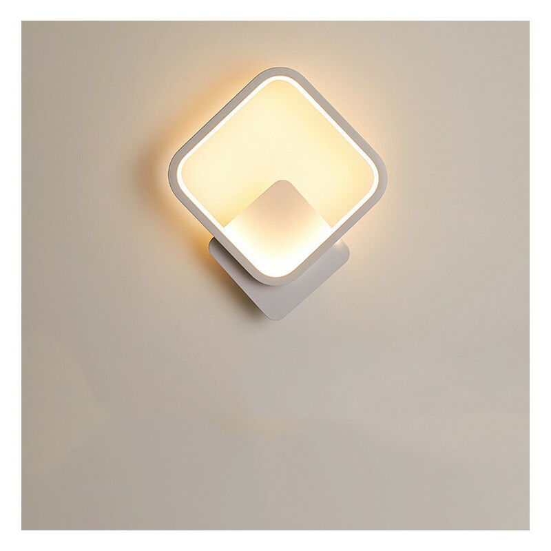 

Stoex - Luz de Pared Blanco Minimalista Interior Apliques de Pared Led Lámpara de Pared Cuadrada Creativa Blanco Cálido para Sala de Estar Dormitorio