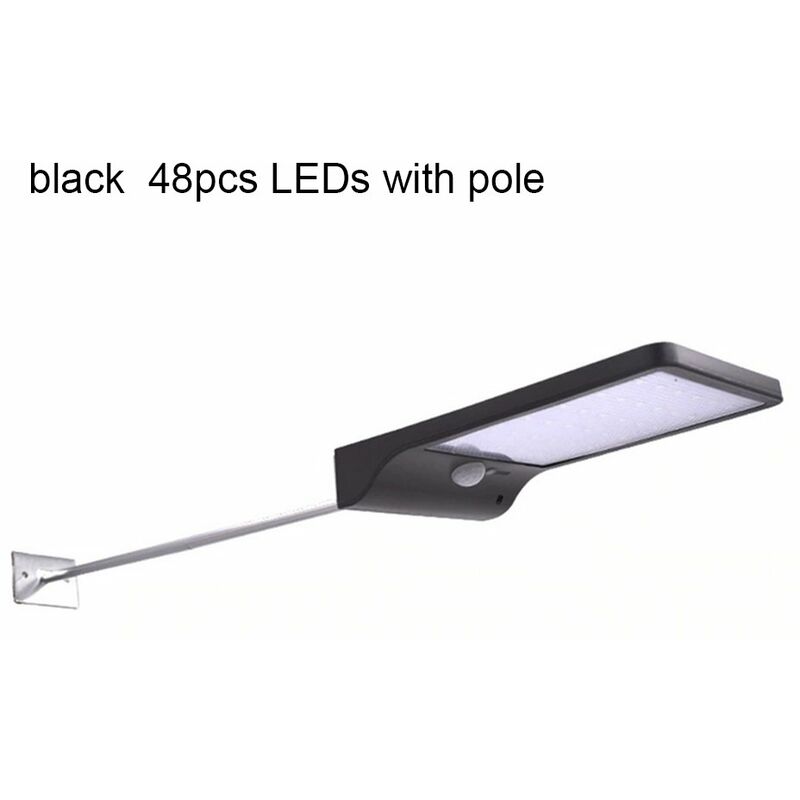 

Luz de pared con energia solar,Negro, 48 LED con poste