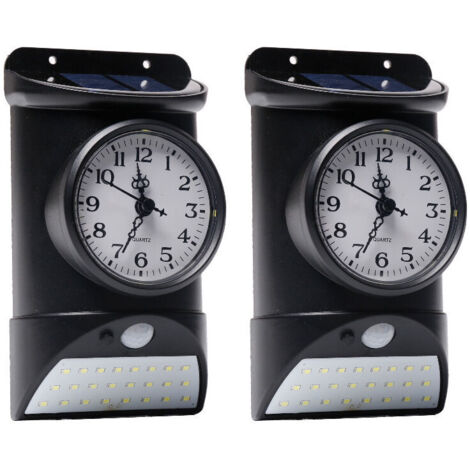 Luz de pared Solar para exteriores, 24LED, resistente al agua, luz de Control por detección de movimiento humano con reloj, lámpara de patio, luces de seguridad