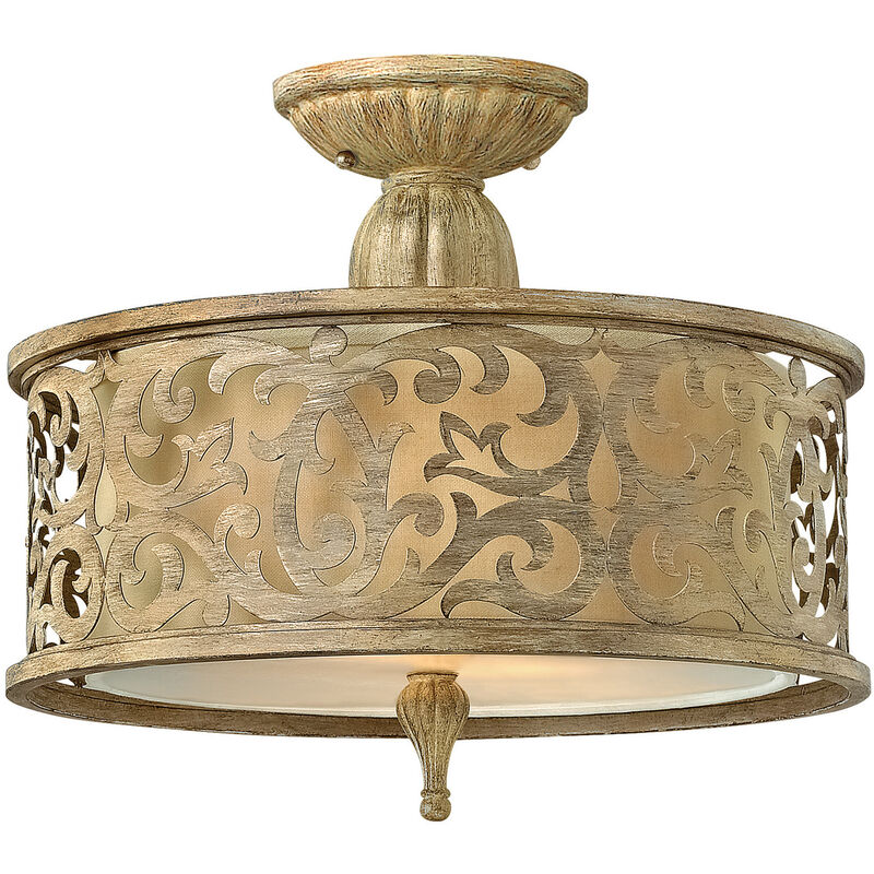 

Carabel - Lámpara de techo semi empotrada pequeña, 2 luces, champán cepillado, E27 - Elstead