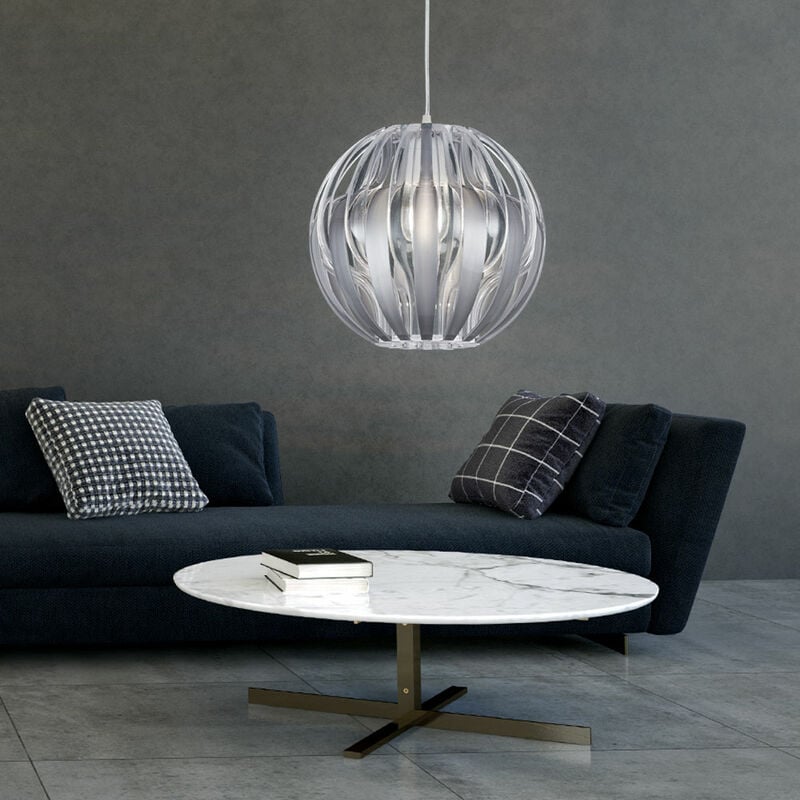 

Lámpara colgante de techo con iluminación transparente Lámpara colgante plateada en un juego que incluye bombillas LED