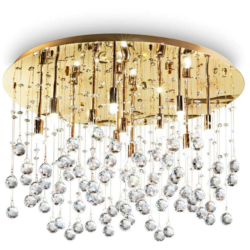 

Ideal Lux Moonlight - Lámpara colgante de techo semi empotrada grande con 12 luces, oro, G9