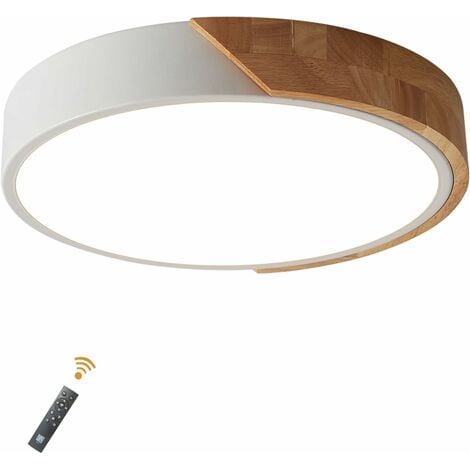 GOECO Lámpara de techo LED regulable, lámpara de techo empotrada de madera moderna, lámpara de techo de 38 W para cocina, sala de estar, comedor, pasillo, oficina, Ø50 cm 5 cm, blanco