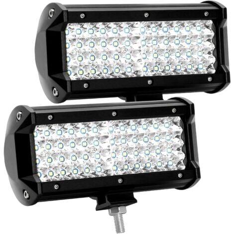 Luz de trabajo LED 12 V 300 W 7 "144 W LED faro de coche 12 V impermeable IP67 Spot Flood LED luz antiniebla 27000 LM luz de trabajo para coche camión tractor SUV barco (2 piezas)
