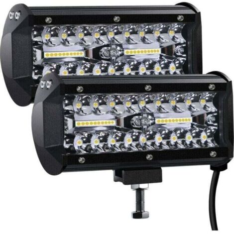Luz de trabajo LED de 12 V, 400 W, 7 pulgadas, impermeable, IP67, 27 000 lm, para coche, camión, tractor, SUV y barco (2 unidades)