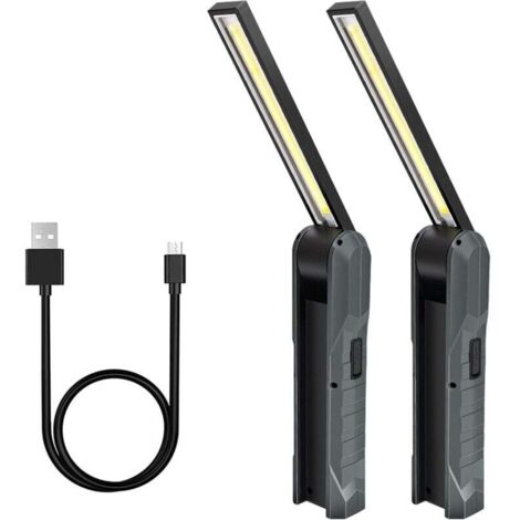 Luz de trabajo LED recargable ZVD-Parts, 5 modos, lámpara de trabajo para mecánico, linterna plegable con base magnética, lámpara de inspección para camping y reparación de automóviles, gris