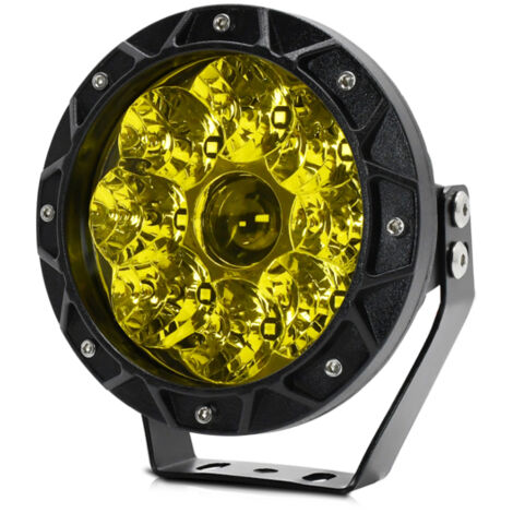 Luz de trabajo LED redonda de 5 pulgadas, 6000K 140W, resistente al agua IP68, para camiones, motocicletas, SUV, ATV y barcos, luz amarilla