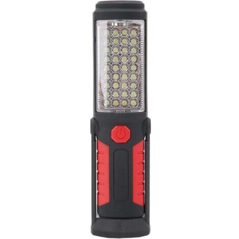 Luz de trabajo magnética con batería de 36+5 LED, luz de trabajo portátil para emergencias, luz para mecánicos, hogar, reparación de automóviles, luz de emergencia, carga USB (roja)