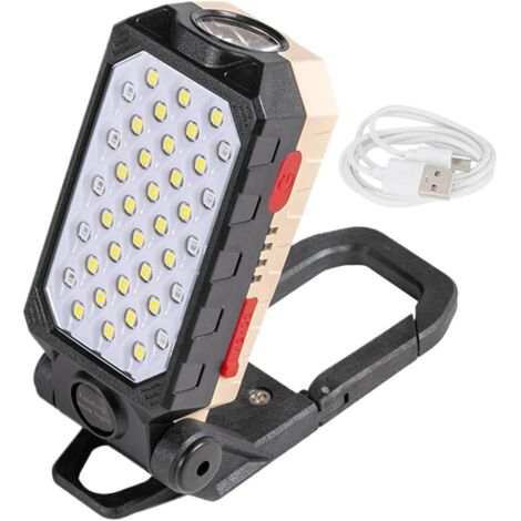 Luz de trabajo recargable, Luz de taller magnética,Luz de trabajo recargable para coche  Luces LED de taller, linterna de trabajo con carga USB, reflector plegable para reparación de