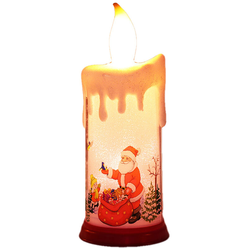 

Luz de vela de Navidad Velas sin llama blancas calidas con muneco de nieve Patron de Papa Noel Luz de noche de Navidad con pilas para fiesta Jardin