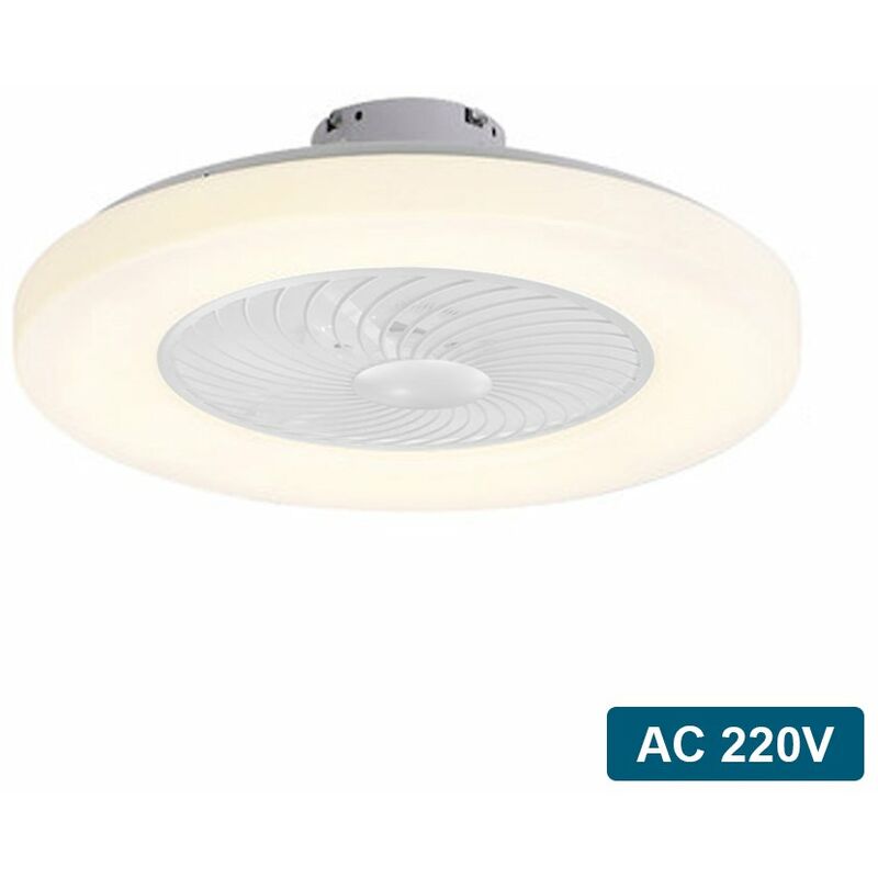 

Lampara de ventilador de techo moderna, con control remoto, luz de 3 colores, viento de 3 velocidades, ventiladores de techo de 60 cm, 220 V,blanco