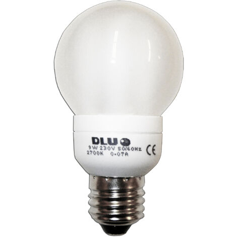 Luz DLU Lámpara Electrónica Esférica 230V E27 9W Cálida FLS84040