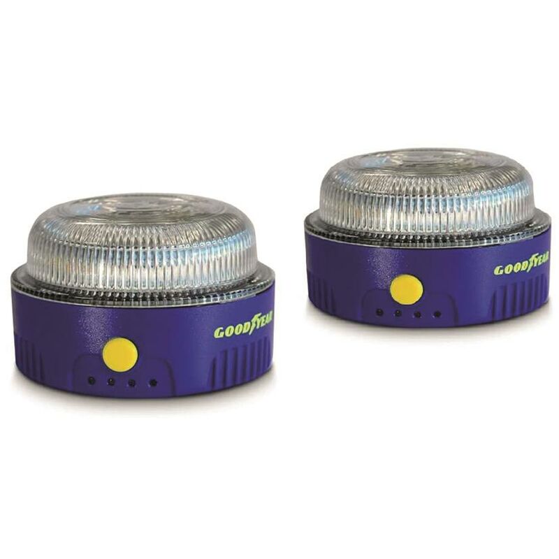 

Luz emergencia v16 (2 UNIDADES). Safety light v16 coche homologada por la DGT con base imantada y magnética. A prueba de agua y polvo IP67 GOODYEAR