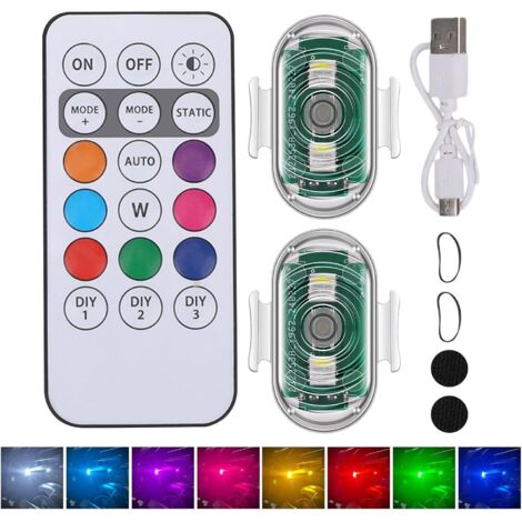 Luz estroboscó anticolisión, luz estroboscó LED, luz de advertencia nocturna con mando a distancia, luz estroboscó inalámb recargable USB, 2 luces