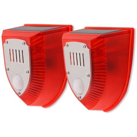 Luz estroboscópica solar con sensor PIR, alarma sonora de 129 dB, 3 modos de luz LED, disuasivo para ladrones y mascotas, resistente al agua IP65, carcasa de ABS, ideal para villas o granjas.
