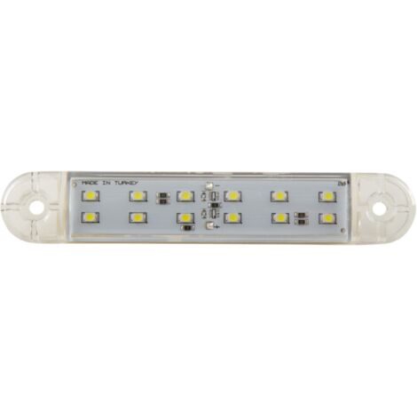 Luz indicadora lateral LED 12 LED 12-24V 130mm, color blanco.