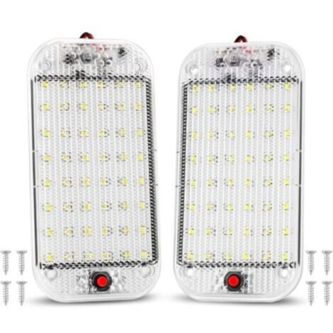 Luz interior de 10 W y 48 LED, iluminación interior brillante universal con interruptor de encendido/apagado para coches, furgonetas, camiones, autocaravanas, barcos, caravanas y casas rodantes de 12
