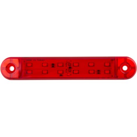 Luz lateral de indicador 12 LED 12-24V 130mm, color rojo.